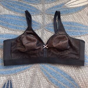 Cacique Lane Bryant Cotton Blend Lace Unlined‎ No Wire Bra Black Polka Dot 46C